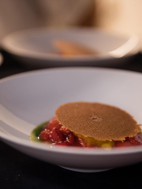 Délicieux dessert gastronomique servi à l'Orangerie de Roland-Garros