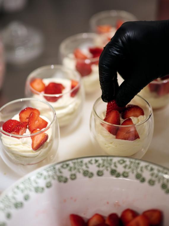 Gourmed buffet served at the Salon Ferveur VIP hospitality area at the Stade de France