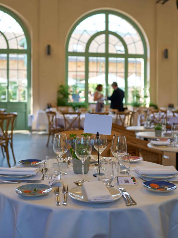 The VIP tables in the Orangerie area during Roland-Garros