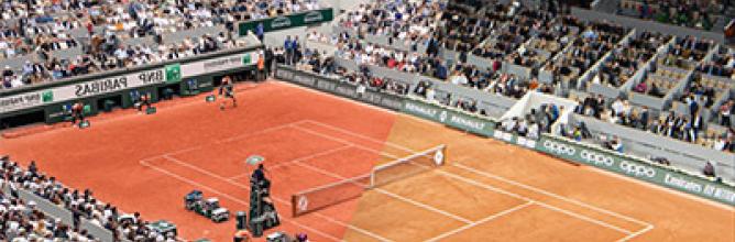 Vue sur le Court Philippe-Chartier pendant une session Roland Garros