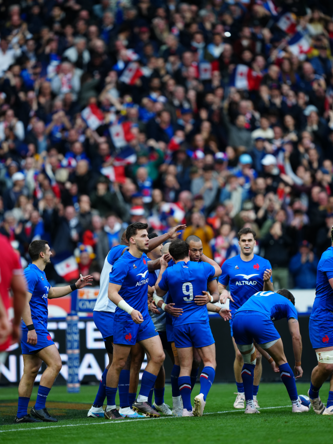 Players from the French team during a rugby match