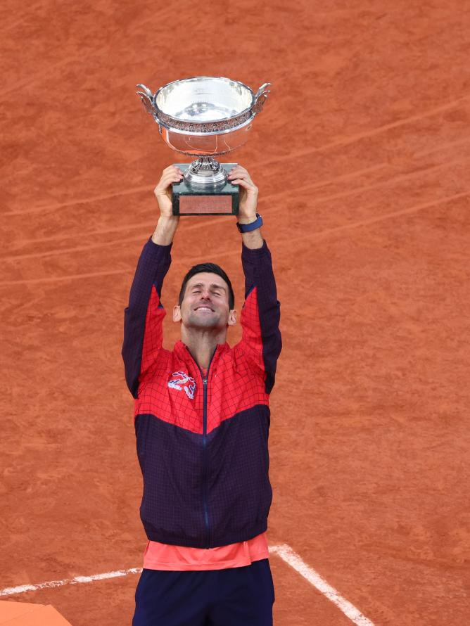 Le joueur de tennis Novak Djokovic lors de sa victoire à Roland-Garros en 2023