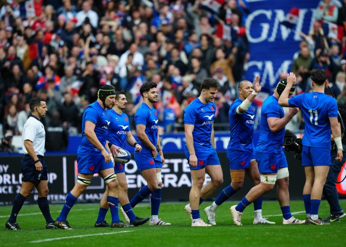 Rugby match between France and Wales during the Six Nations Tournament